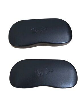 Ray-Ban Sunglasses Hard Case Lot of 2 Black Clamshell w/ Cleaning Cloths Authent